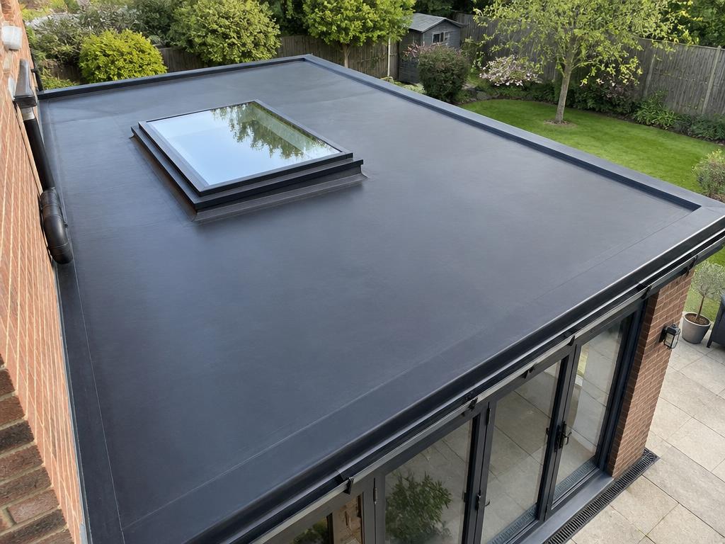 Rubber flat roofs — roofing finish example